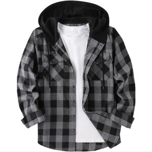 No Boundaries Black and Gray Checkered Long Sleeve Shirt Size L